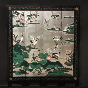 Custom Carved Lacquer Folding Screen