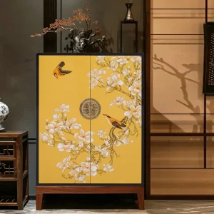 Hand-Painted Double-Door Decorative Cabinet
