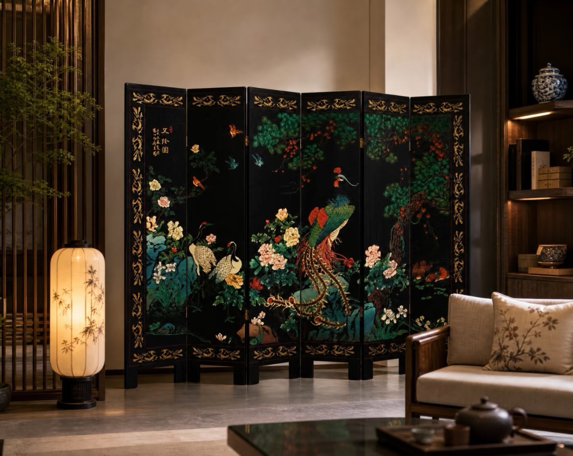 Dianluo Mother-of-Pearl Inlay Six-Panel Folding Screen - Image 2
