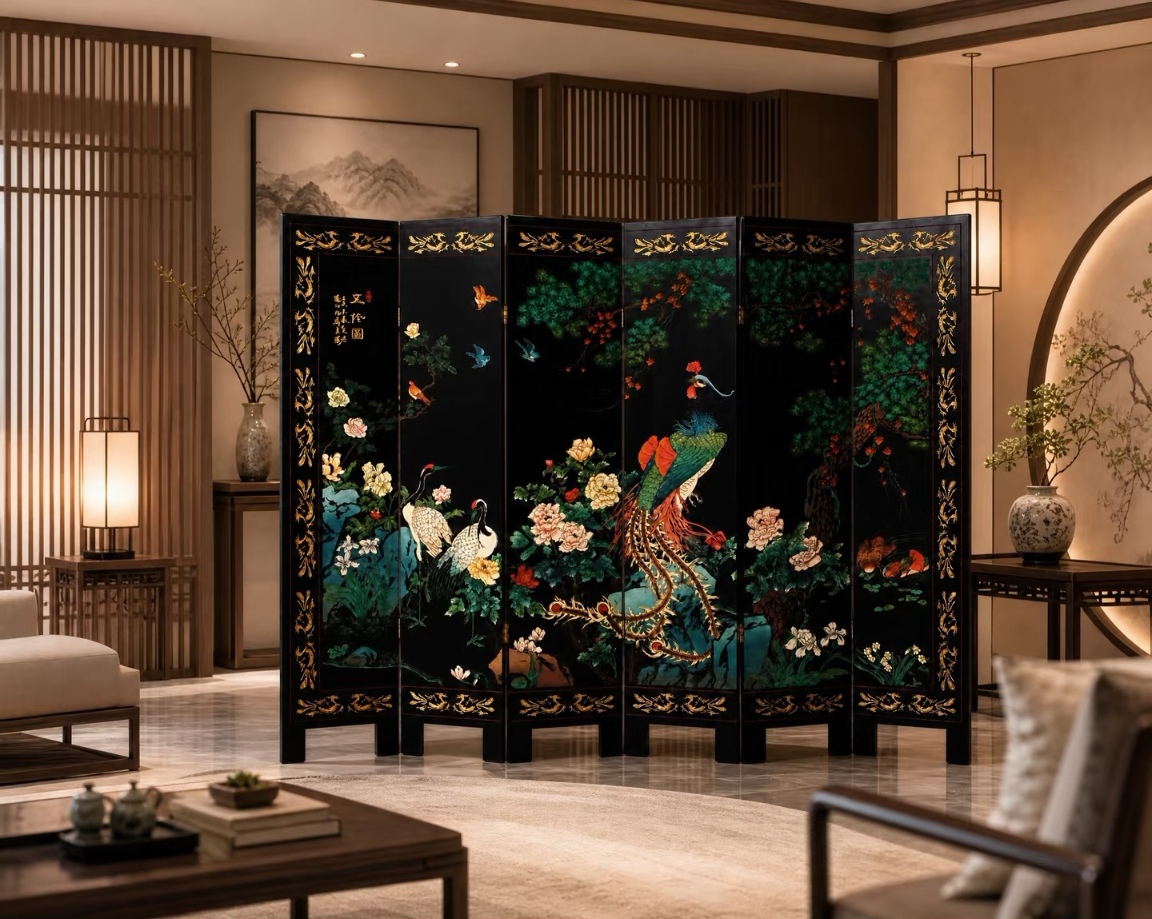 Dianluo Mother-of-Pearl Inlay Six-Panel Folding Screen - Image 3