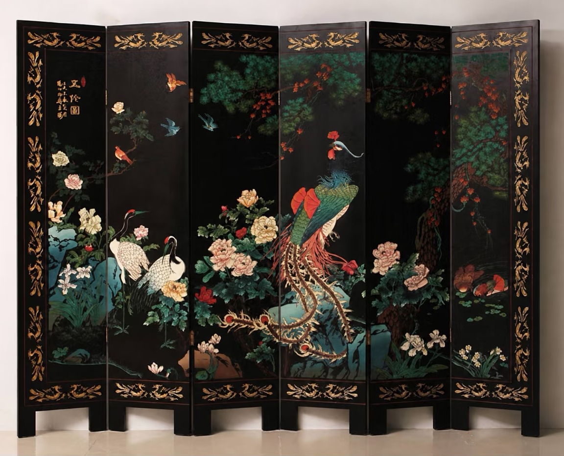 Dianluo Mother-of-Pearl Inlay Six-Panel Folding Screen - Image 4